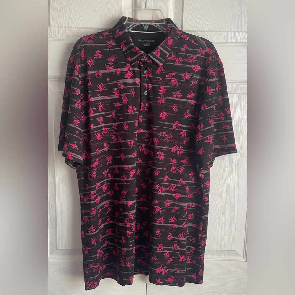 Galvin Green Malik Ventil8-Plus Black Pink Performance Polo Shirt Size 2XL